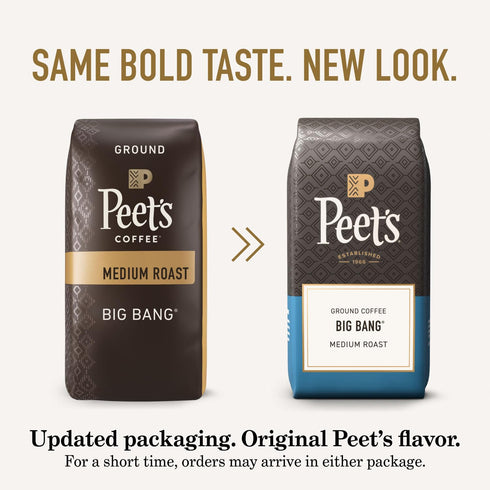 36 2 Peet's Coffee Medium Roast Ground Coffee | Big Bang | Ounces | Bags