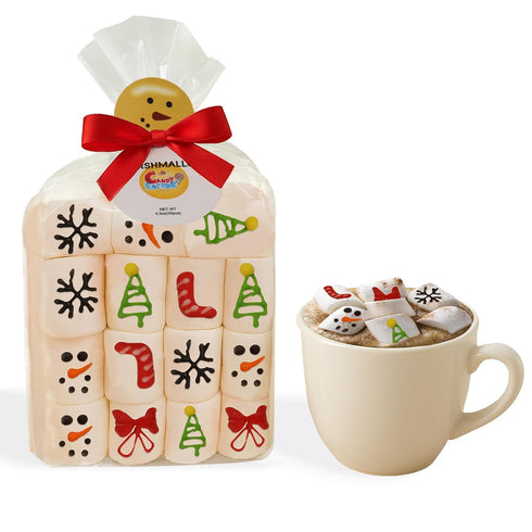 30 Count Marshmallow Gift Pack, Soft & Fluffy Vanilla Marshmallows, Festive Holiday