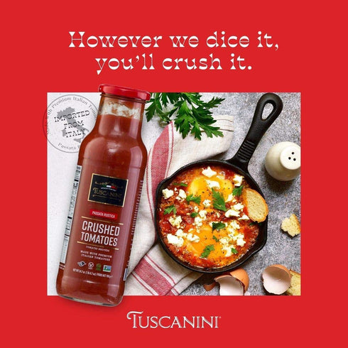 24.7oz (2 Pack) Tuscanini Premium Italian Crushed Tomatoes Passata Rustica, Vegan, Nothing Artificial, Imported From