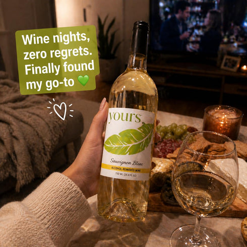 750mL YOURS Non-Alcoholic White Wine Sauvignon Blanc, Alcohol-Removed Bottle, Crisp Citrus Lime & Grapefruit Notes, Low
