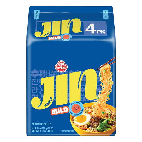 OTOKI Jin Ramen Mild Korean Instant Ramen, 13-Hour Simmered Beef Bone Broth,