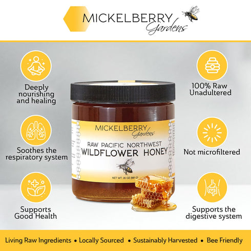 (20 Raw Wildflower Honey - Pure, Unadulterated, Clean, Grade A Strained Honey from the Pacific Northwest ounces)