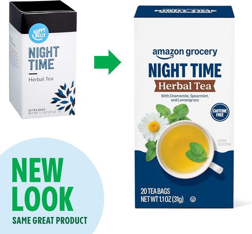 1.1 Oz, 20 Amazon Grocery, Night Time Herbal Tea, Caffeine Free, Ct