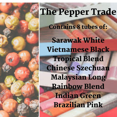 8 Pack Set Set, The Pepper Trade Gourmet Peppercorn Blend Collection, Gift | Sampler Spice Gift Use in Grinders