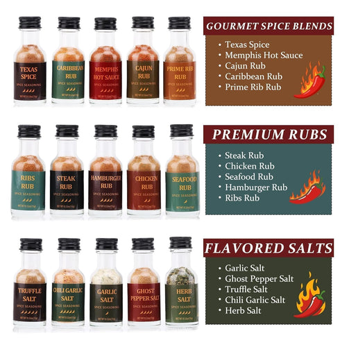 Set-15 Pack Sets Set, Grilling Seasoning Gift Unique Spices and Seasonings for Men, All-Purpose BBQ Spices and Rubs