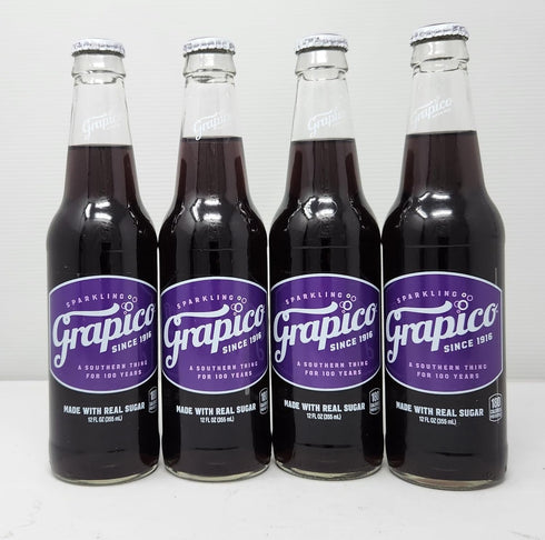 Grapico 4 pack 12 oz of Glass Bottle Soda Pop Soft Drink