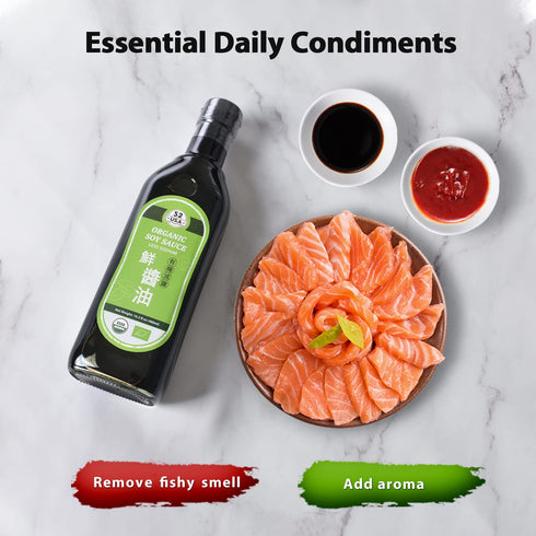 52USA 16.2oz(480ml), Organic Soy Sauce Low Sodium, USDA Organic, Naturally Brewed Dark Soy Sauce, Pure Ingredients