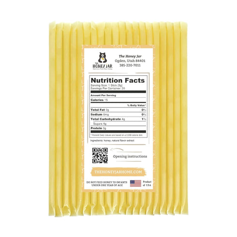 The Honey Jar Vanilla Flavored Honey Sticks, Pure Honey Straws for Tea, Coffee, 20 Count