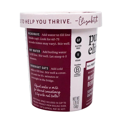 1.76 OZ Purely Elizabeth Oatmeal Cup Mx Brry Preb