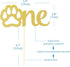Gold Paw One Cake Topper - Golden Glitter Cardstock 1st Birthday Cake Smash Party Decoration for Baby