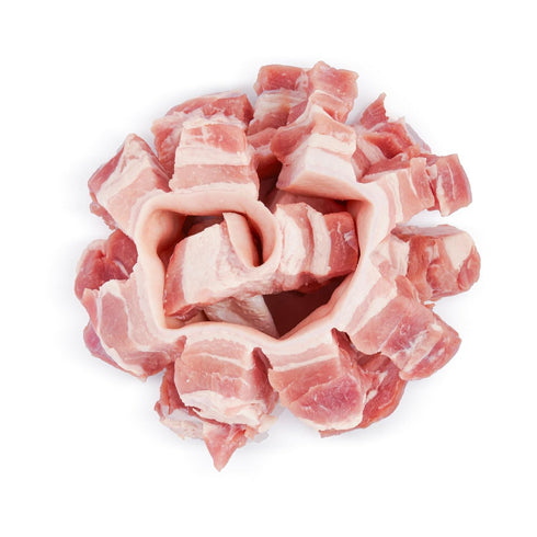 Amba's Quality Cured Products 32oz (2 lbs) Pack Raw Pork Belly (Skin On), Net Weight Vacuum Bag, Ideal
