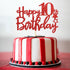 Red Glitter Happy 10th Birthday Cake Topper, Cheers to 10 Years Party Supplies, 10th Birthday Decorations