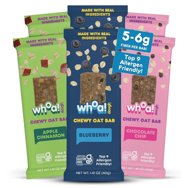 Whoa! Dough Top 9 Allergen Free Chewy Oat Bars - 3-Flavor Variety