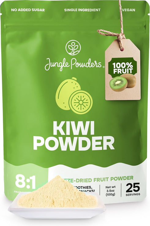 Jungle Powders Kiwi Fruit Powder 3.5 Ounce Bag Freeze Dried Kiwi Smoothie
