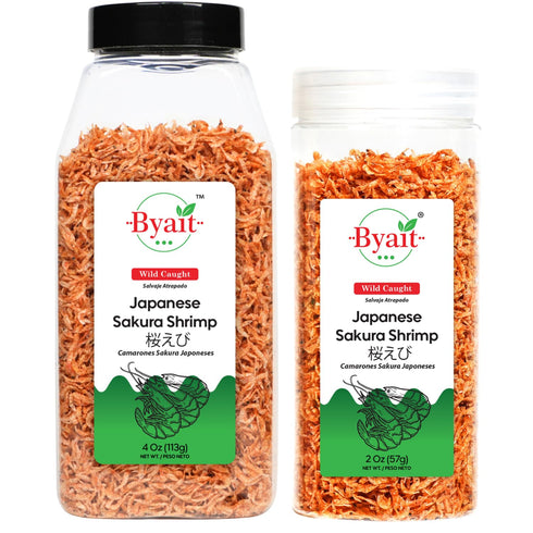 Byait Bundle Dried Japanese Sakura Shrimp (4 oz and 2 oz)