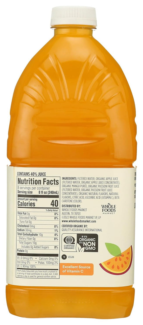 365 64 Oz by Whole Foods Market, Organic Mango Passionfruit Juice, Reduced Sugar, Fl