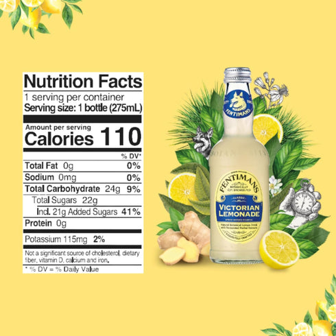 9.3 Oz (Pack 12) Fentimans Sparkling Victorian Lemonade - Lemon Sparkling Water, Great Over Ice or as Mixer, All