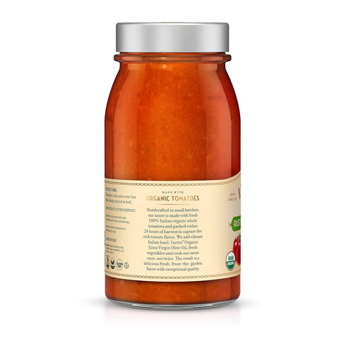 Lucini Italia Organic Rustic Tomato Basil Sauce – Classic Italian Sauce in Glass Jar – Fresh Organic Tomatoes – No Sugar Added Pasta Sauce, 25oz