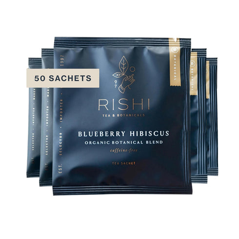 Rishi Tea Blueberry Hibiscus Herbal Tea - Organic, Caffeine Free Sachet Bags,