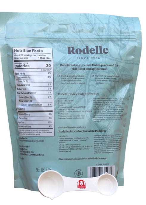 Rodelle Gourmet Baking Cocoa Powder, 25 oz with Sophley Measuring Spoon