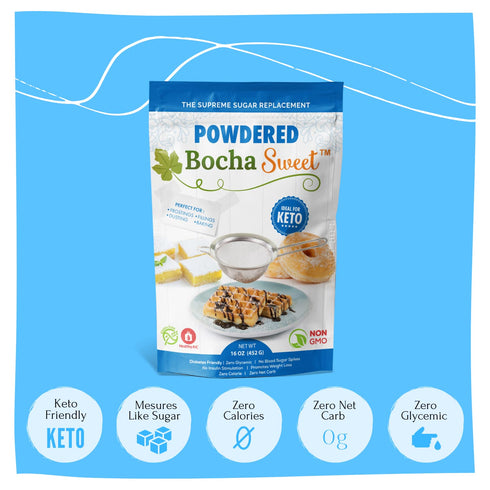 (16 oz), BochaSweet Powdered Sugar Replacement Low Calorie Sugar Substitute, Kabocha Extract in Xylitol Structure, Keto