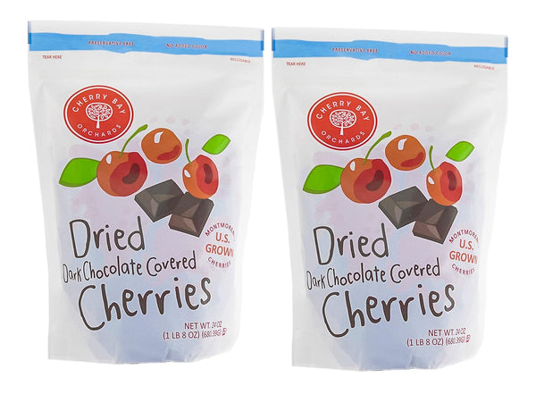 Cherry Bay Orchards - Dark Chocolate Covered Dried Montmorency Cherries - Two
