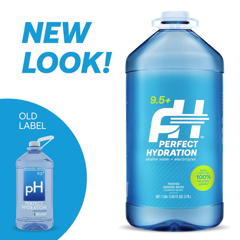 9.5+ 1 (128 oz) 4 Perfect Hydration pH Alkaline Drinking Water, Electrolyte Minerals for Taste, Made in the USA, Gallon