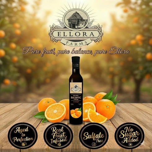 Pack Pack 2 Ellora Farms, Combo Fresh Orange and Peach Infused Balsamic Vinegar Crme, All-Natural, No- Additives