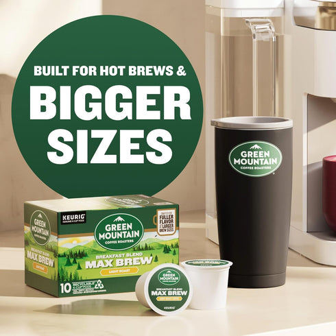 60-Count (6 Packs 10) Green Mountain Coffee Roasters Breakfast Blend Max Brew, Single Serve Keurig K-Cup Pods, Light