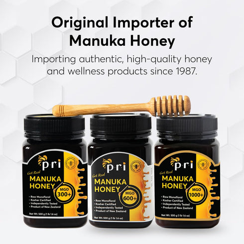 200+, 100% (500g/1.1lb) P.R.I Manuka Honey MGO Monofloral Raw New Zealand Honey, CoolProcessed & Traceable