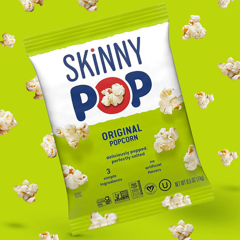 0.65oz (6ct) SkinnyPop Popcorn, Original, Whole Grain, Dairy-Free Snack, Bags