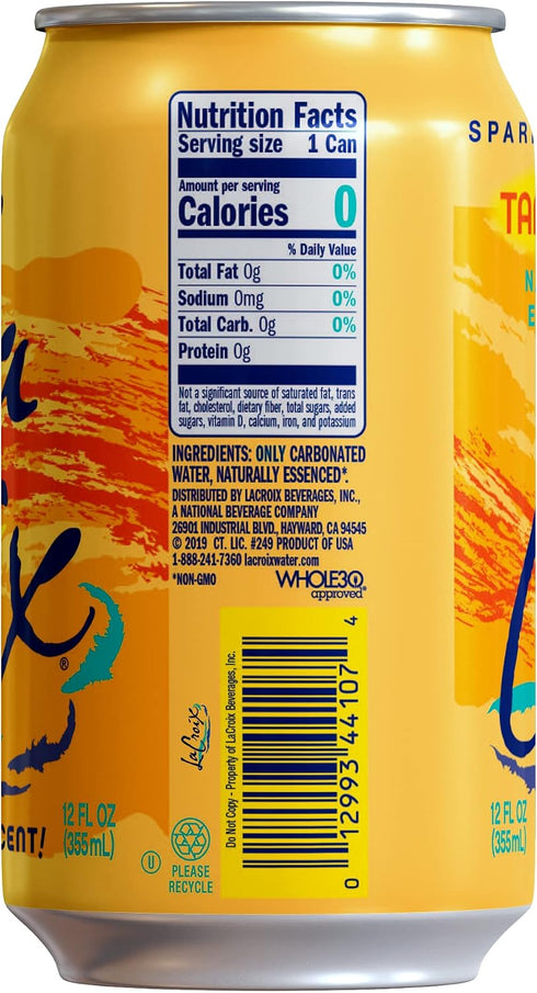 12 Oz (pack 12) La Croix Sparkling Water, Tangerine, Fl