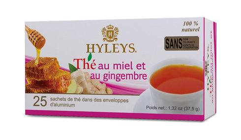 Hyleys Wellness Ginger & Honey Black Tea - Natural Digestive Support with 25 Pure Ceylon Tea Bags