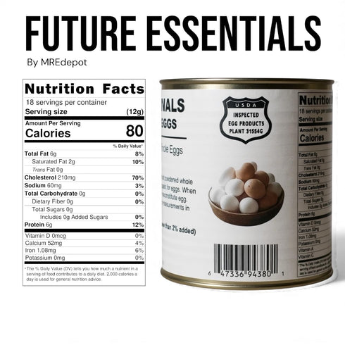#2.5 (8 oz) 18 Powdered Whole Eggs for Cooking & Baking | Long-Lasting Pantry Staple for Camping, Hiking & Emergency