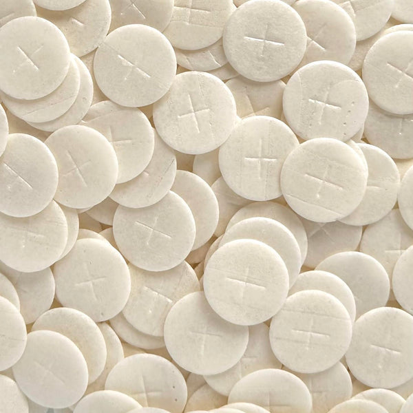 JWG Industries Altar Bread 1 3/8" White Cross Design Bag of 250 Communion Hosts