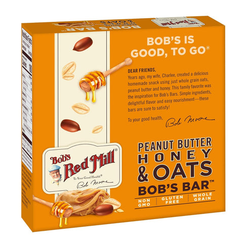 5pk 5 (Pack 1) Bob's Red Mill PB Honey & Oats Bar, bars of - Non GMO, Gluten Free, Kosher