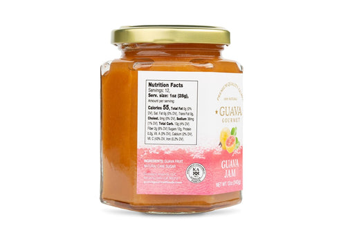 Guava Gourmet (12oz, Guava Jam Jar), Fresh Tropical Guava Fruit Jam, All-Natural, Non-GMO, Vegan, Gluten
