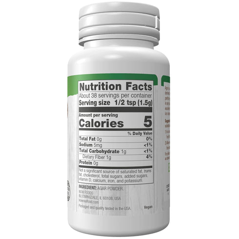 NOW Foods Agar Pure Powder, Vegetarian Substitute for Gelatin, 2-Ounce, Gluten-Free