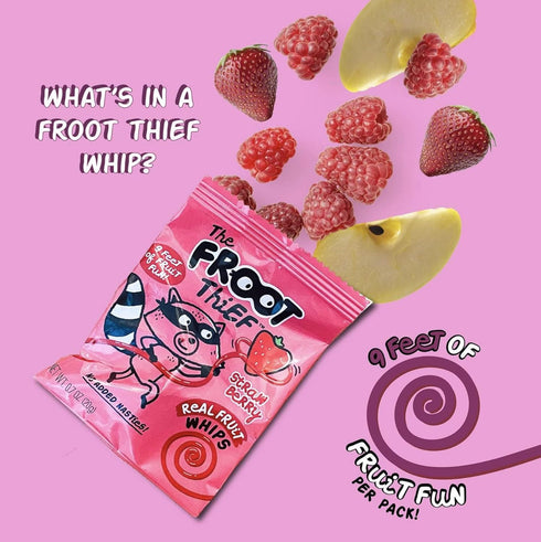 Pack, 10xStrawberry, 10xMixed The FROOT Thief Real Fruit Snack Whips BIG Variety Nut Free, Individual Bags for Kids