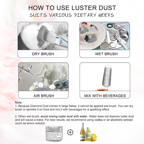 HomeHere Edible Luster Dust - Food-Grade Glimmer Powder for Cake Decorating, 7g, Vegan Tasteless Glitter