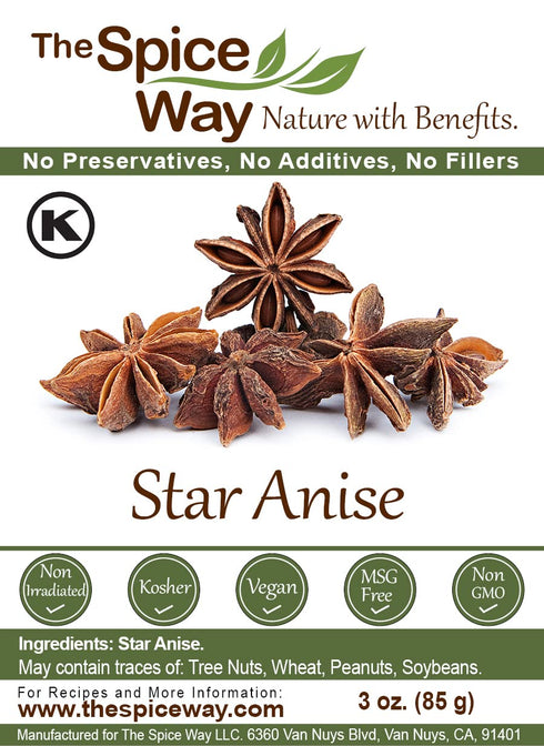 The Spice Way Star Anise, Whole, 3 oz, Great for Baking and Tea