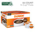 64 Dunkin' Donuts Single-Serve Coffee K-Cup Pods, Original Blend, Medium Roast, Carton Of Pods