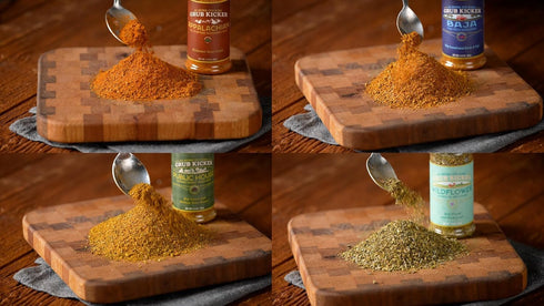 4-Pack Set Grub Kicker Spice Gift Appalachian All Purpose, Baja Fish Taco, Sunday Roast & Herbs de Provence Gourmet