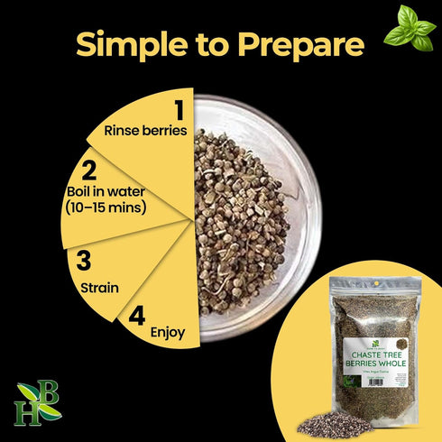 4oz, Herb To Body Chaste Tree Berry Whole Wildcrafted and Dried Vitex Berry for Chasteberry Tea for Womens Wellness