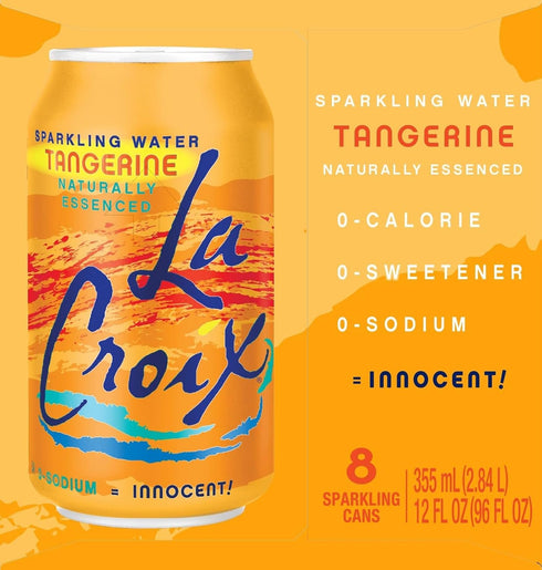 12 Oz (pack 8) La Croix Sparkling Water, Tangerine, Fl