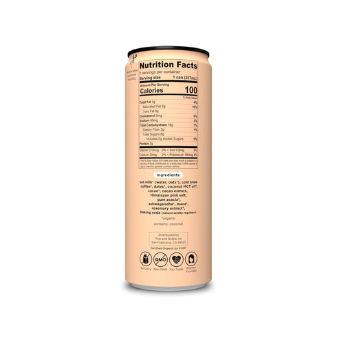 8 Oz Pop And Bottle, Latte Oat Milk Mocha Adaptogens, Fl