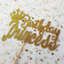 Happy Birthday Cake Topper for Princess Birthday Party Decorations, Double-faced Gold Glitter