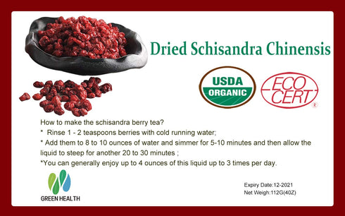 Nature Organic Schisandra Berries, Dried Loose Bulk Herbs for Tea, 4 Ounce Pack