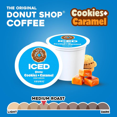 60 Count (6 Packs 10) The Original Donut Shop ICED Duos Cookies + Caramel Coffee, Keurig Single Serve K-Cup Pods