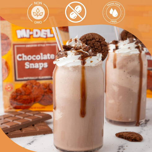 0g (Pack 8) Mi-Del Chocolate Snaps Cookies - Crunchy Chocolate Cookies - Non-GMO Certified, Trans Fat, Healthy Cookies